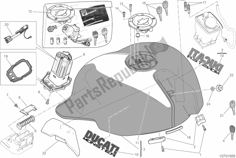 Wszystkie części do Zbiornik Paliwa Ducati Monster 821 Stripes 2017